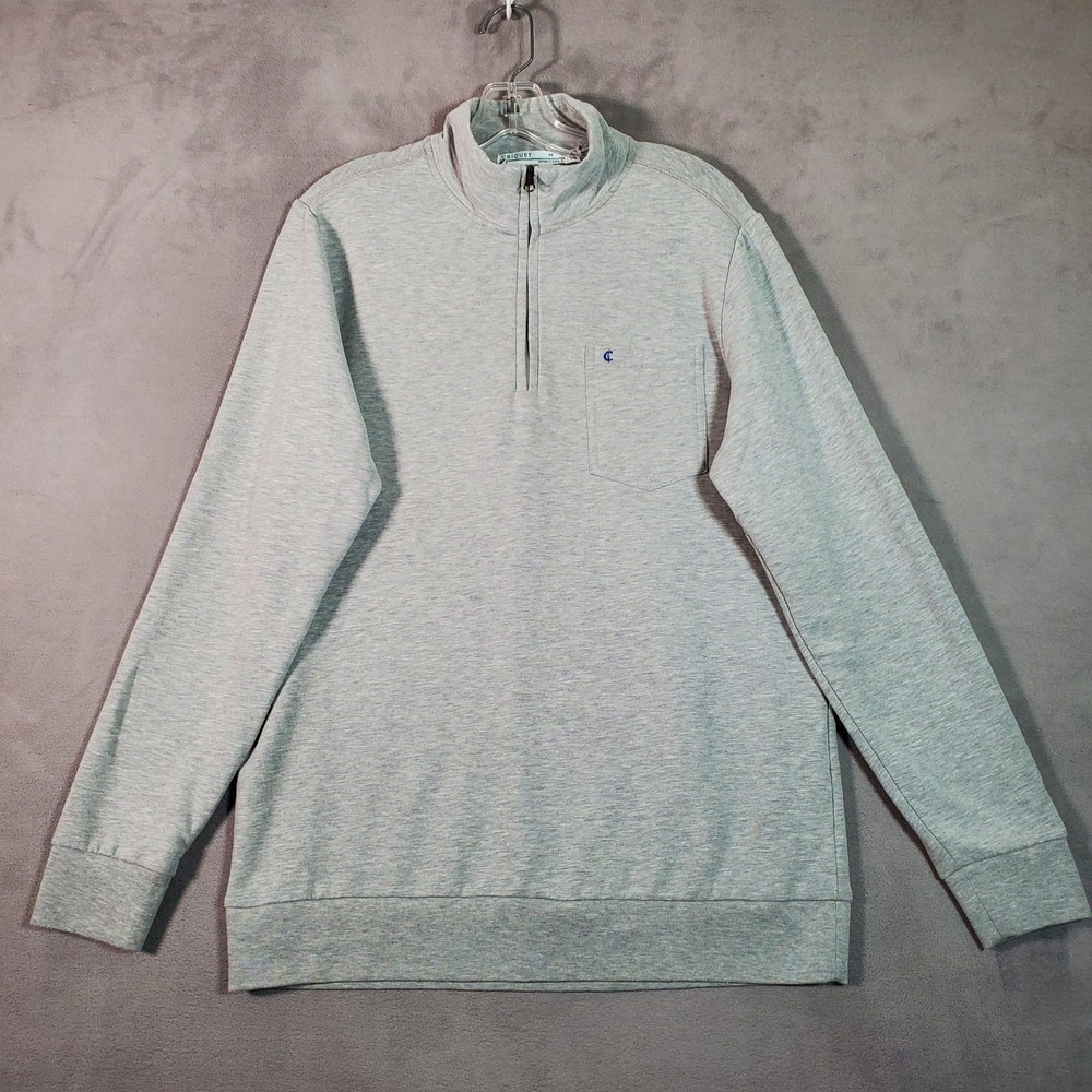 Criquet Sweater Men M Gray 1/4 Zip Pullover Pocket Golf Athleisure Preppy Casual